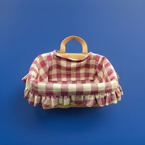 VTG 1998 Hand Woven Longaberger Basket w/Fabric Insert-5" x 7"- Hanging